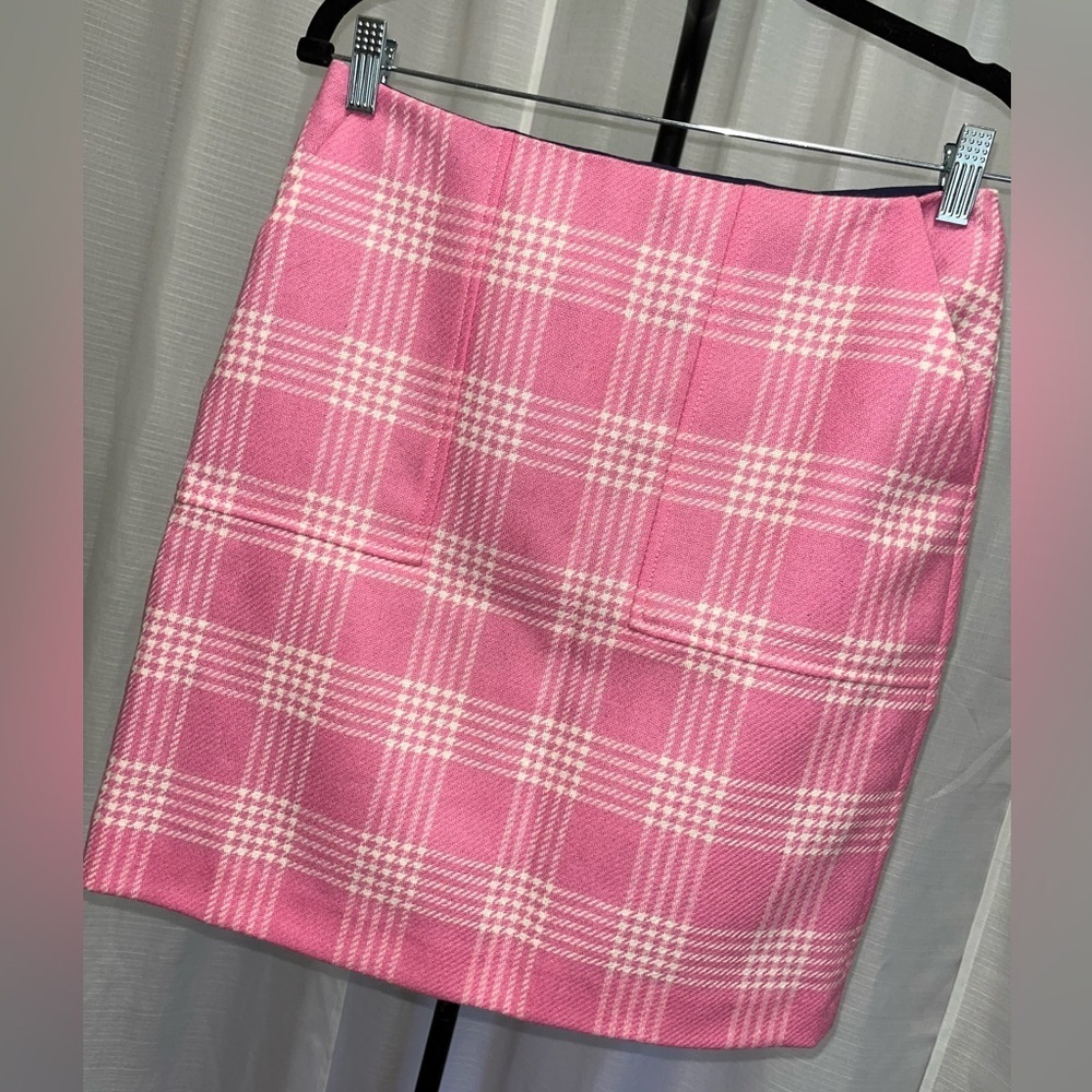 Boden Heritage British Tweed Pink Wool Plaid Mini Skirt NWT | size 4R - Picture 3 of 5